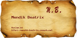 Mendik Beatrix névjegykártya